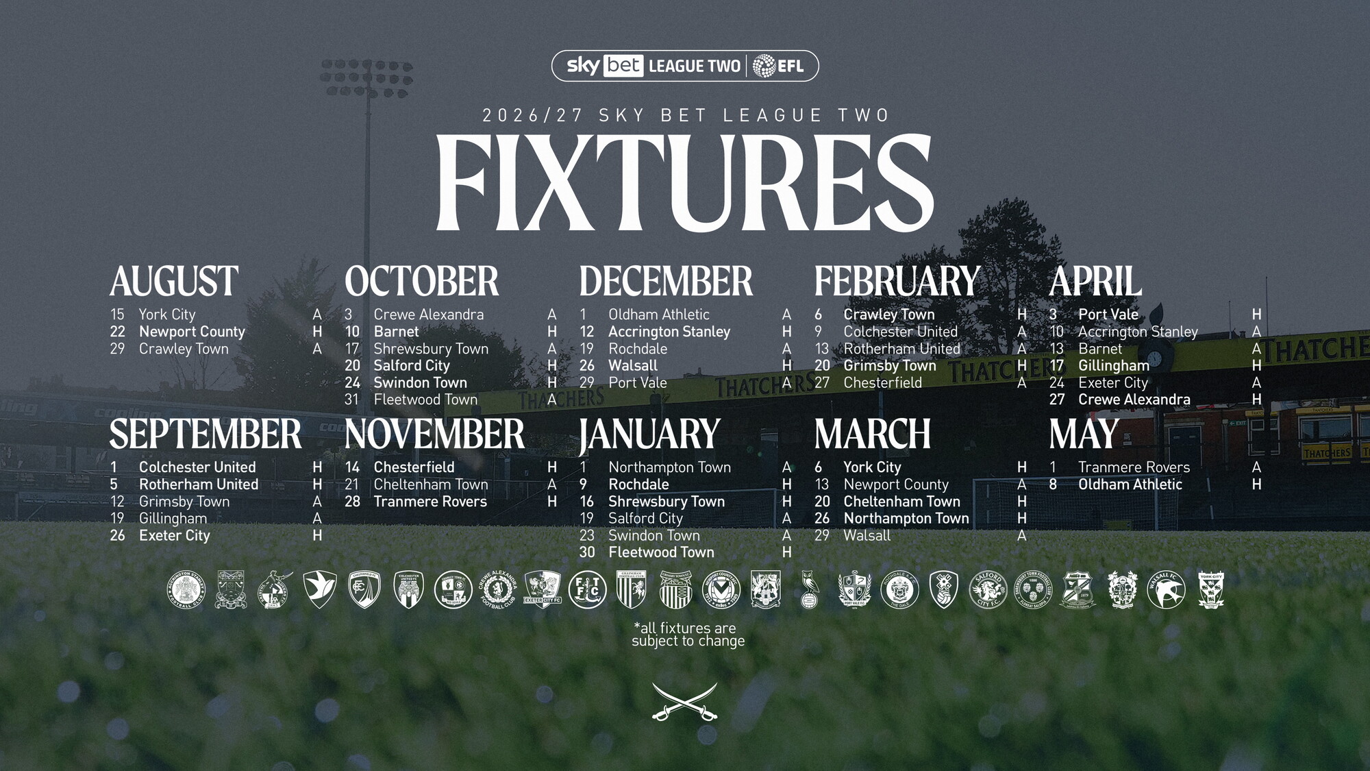 Icon Trip Note 2026/27 Sky Bet League Two Fixtures Revealed! | Bristol Rovers FC